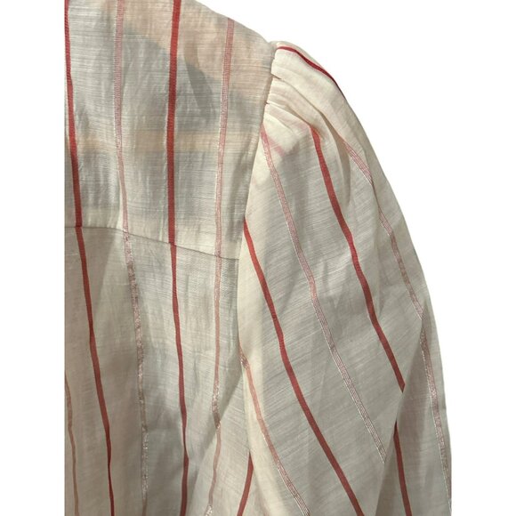 Vintage-Inspired Current Air Women's Striped Lace Blouse Bohemian Cottagecore - Picture 5 of 7